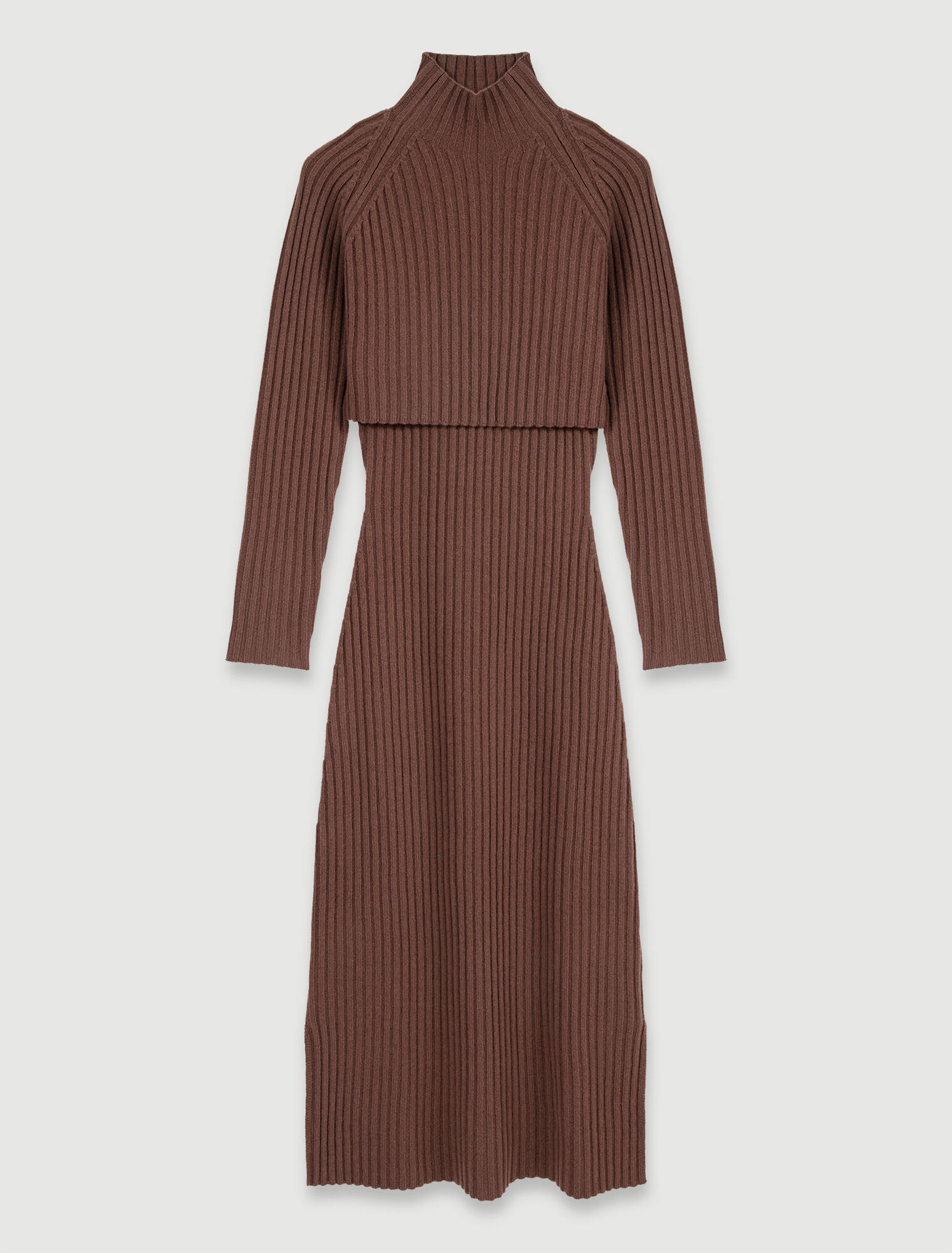 Langes 2-in-1 Kleid aus Wolle