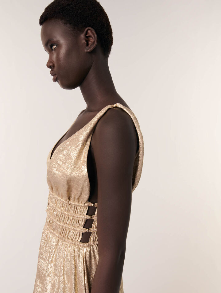 Langes Metallic-Kleid