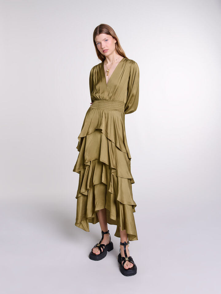 Langes Kleid mit Volants