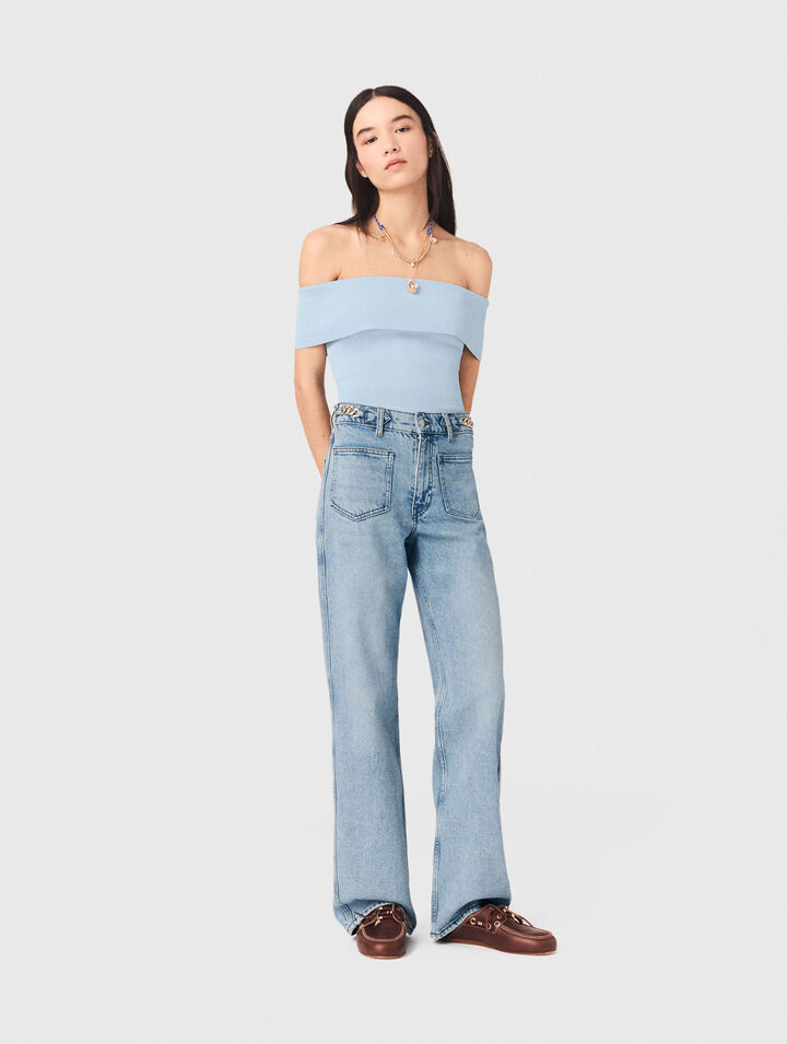 Bardot-Top aus Rippstrick