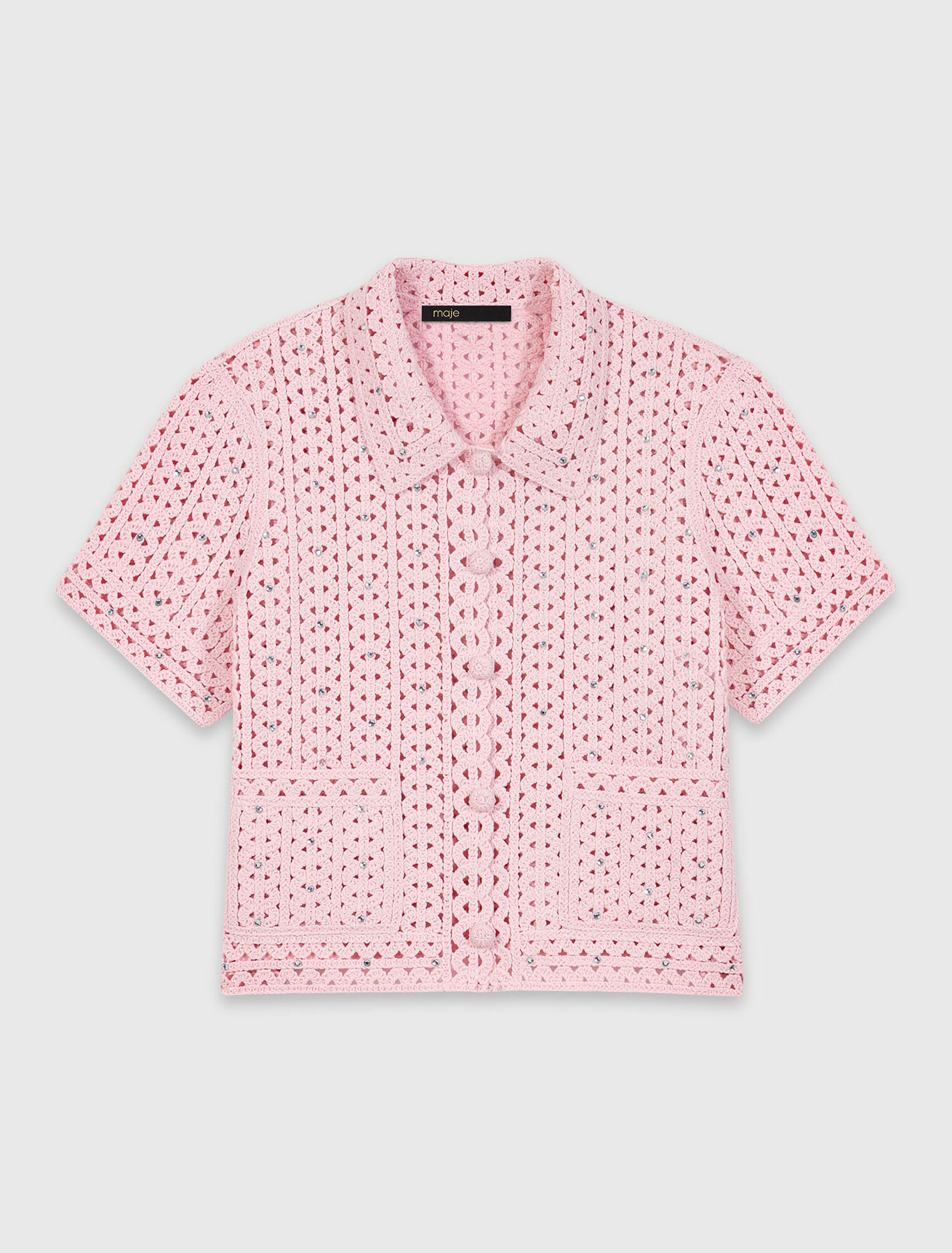 H&auml;kel-Cardigan mit Strass