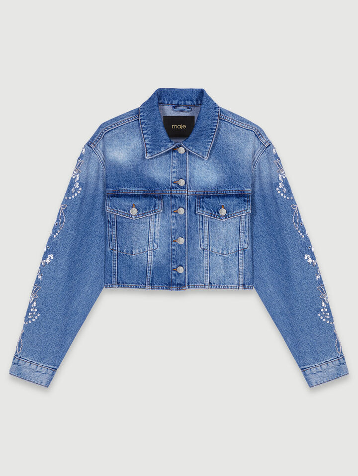 Blouson aus besticktem Denim 