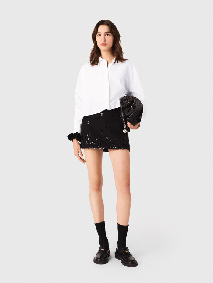 Bestickte Trompe-l'Œil-Shorts