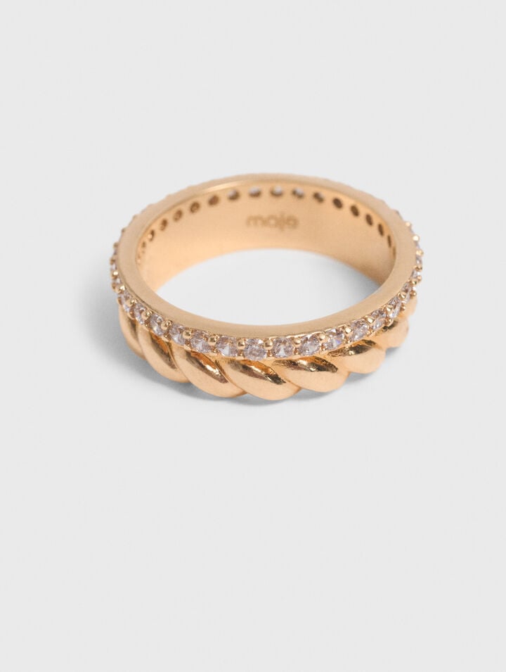 Gedrehter goldener Ring mit Strass