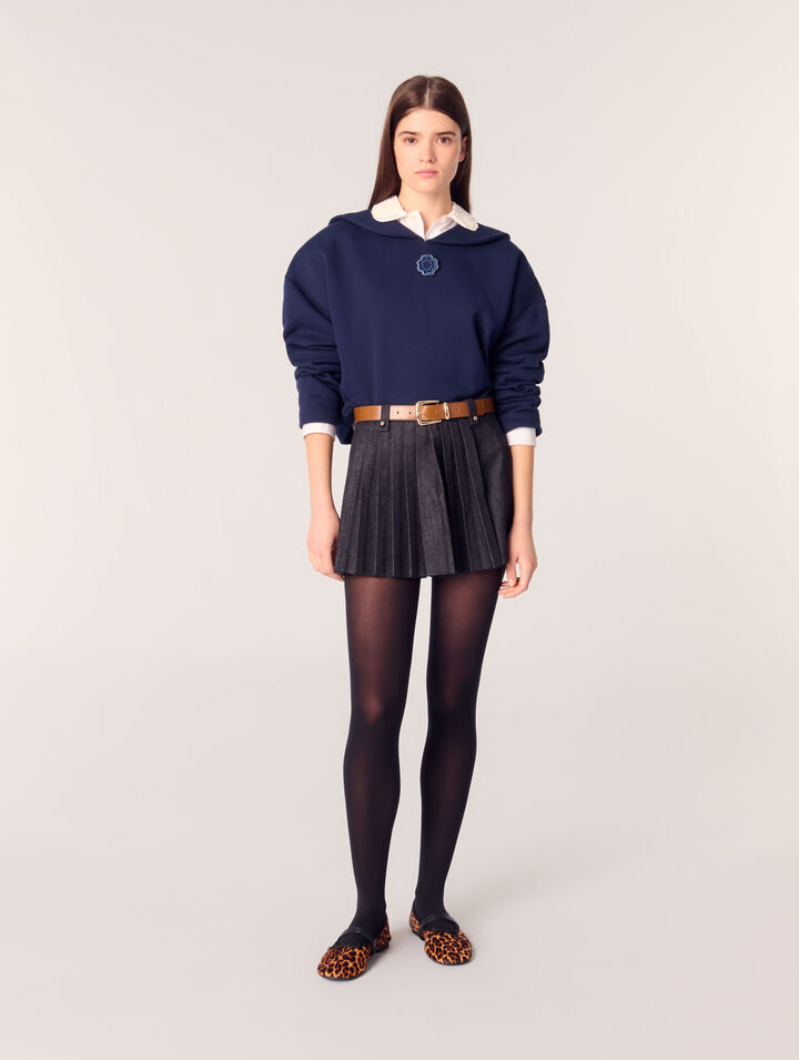 Kurzes Sweatshirt mit Stcikerei