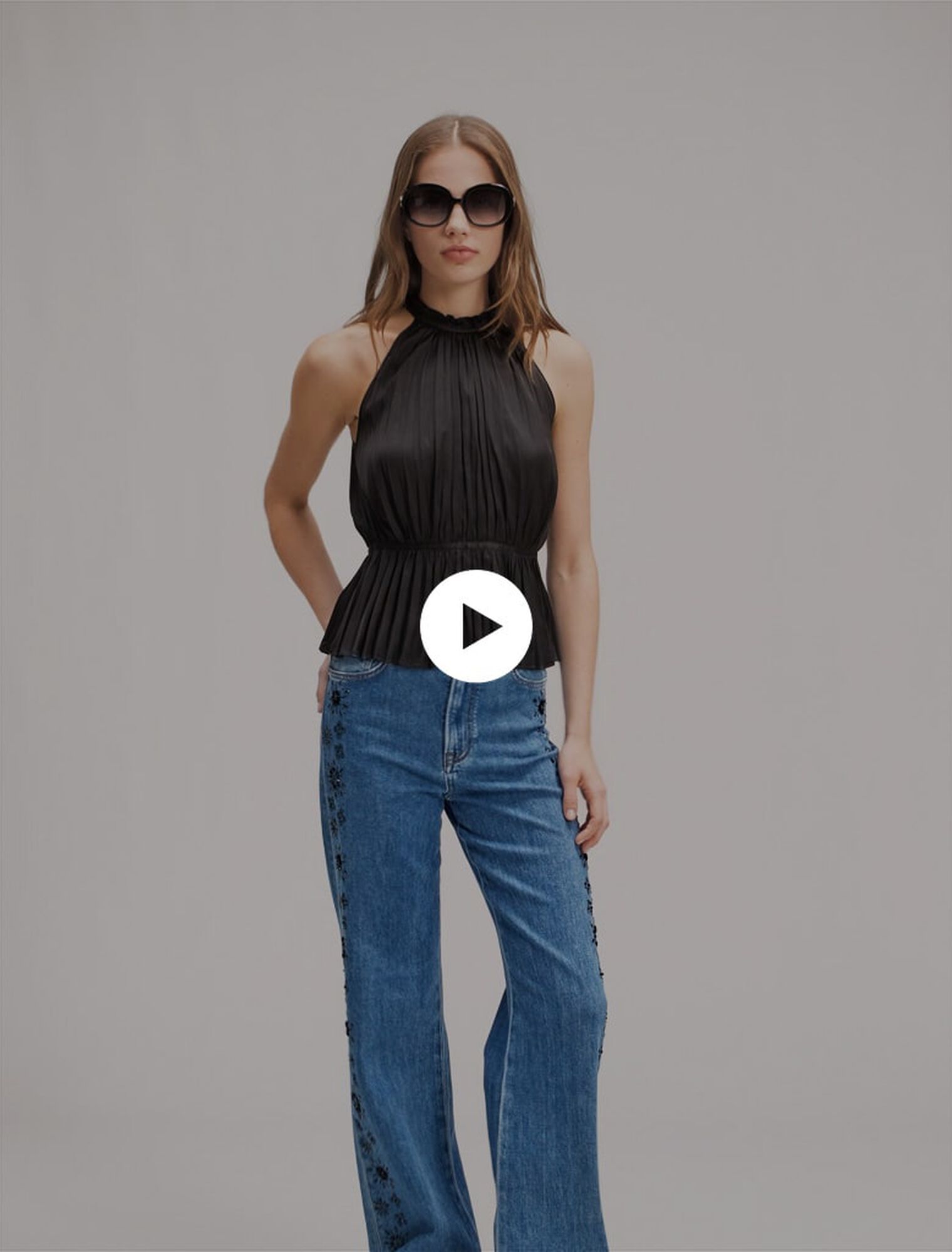 Plissiertes Top aus Satin