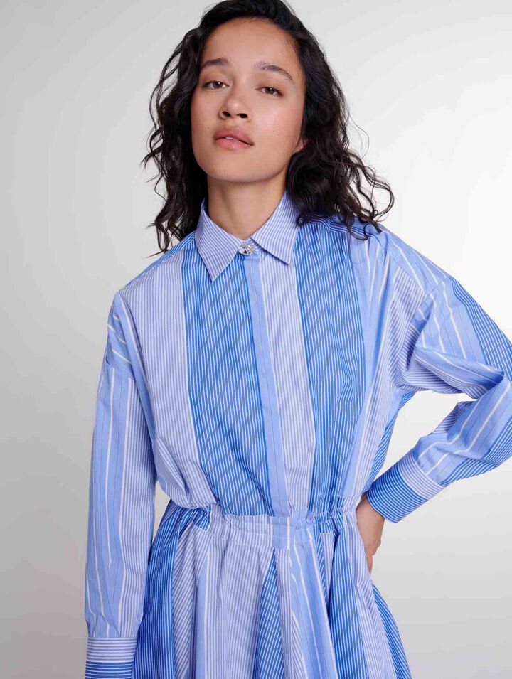 Langes gestreiftes Patchwork-Kleid 