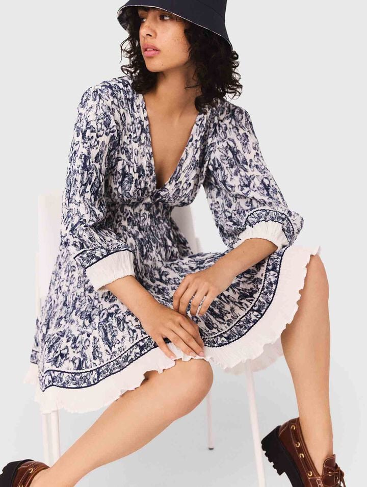 Plissiertes Kleid mit Print