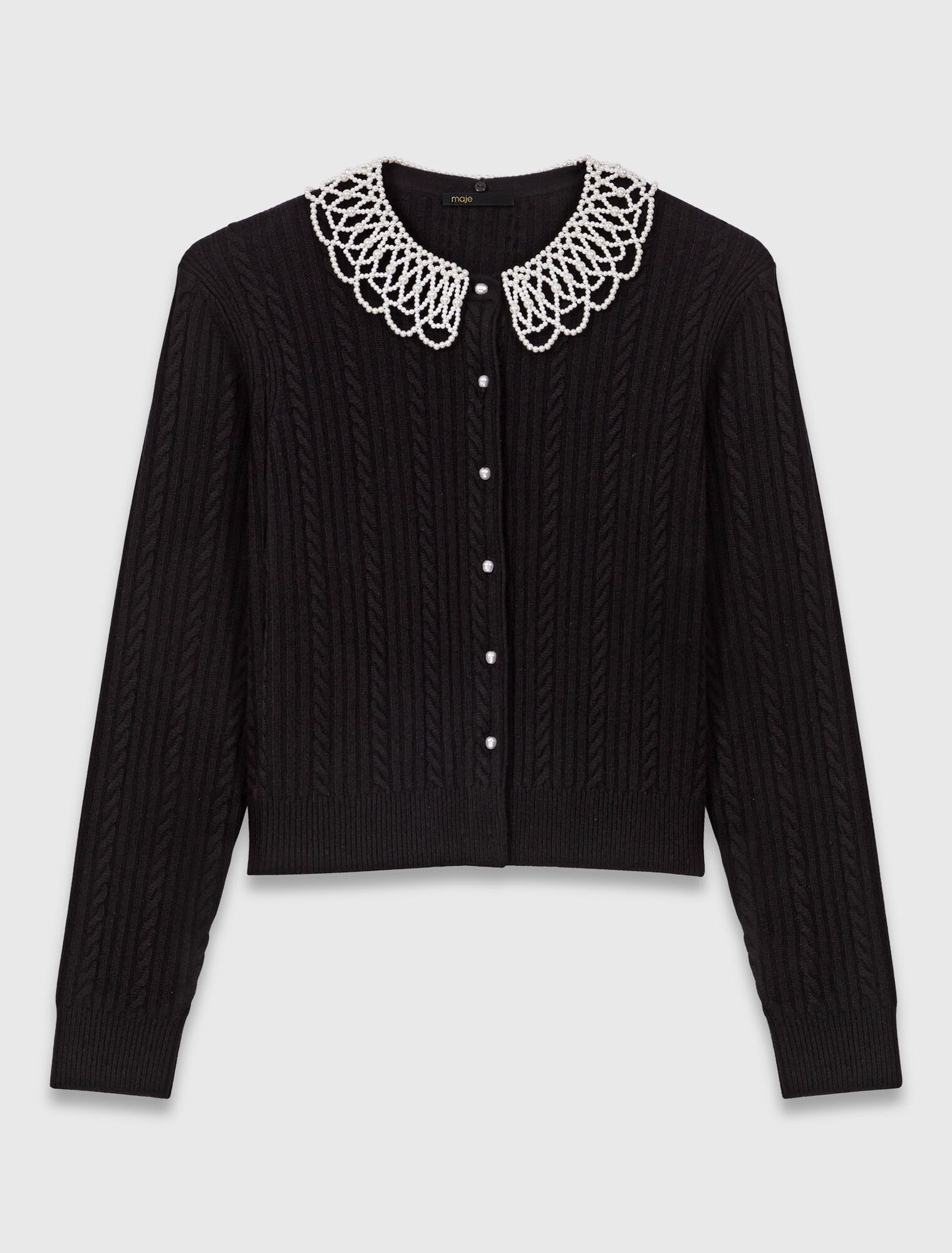 Cardigan mit abnehmbarem Perlenkragen