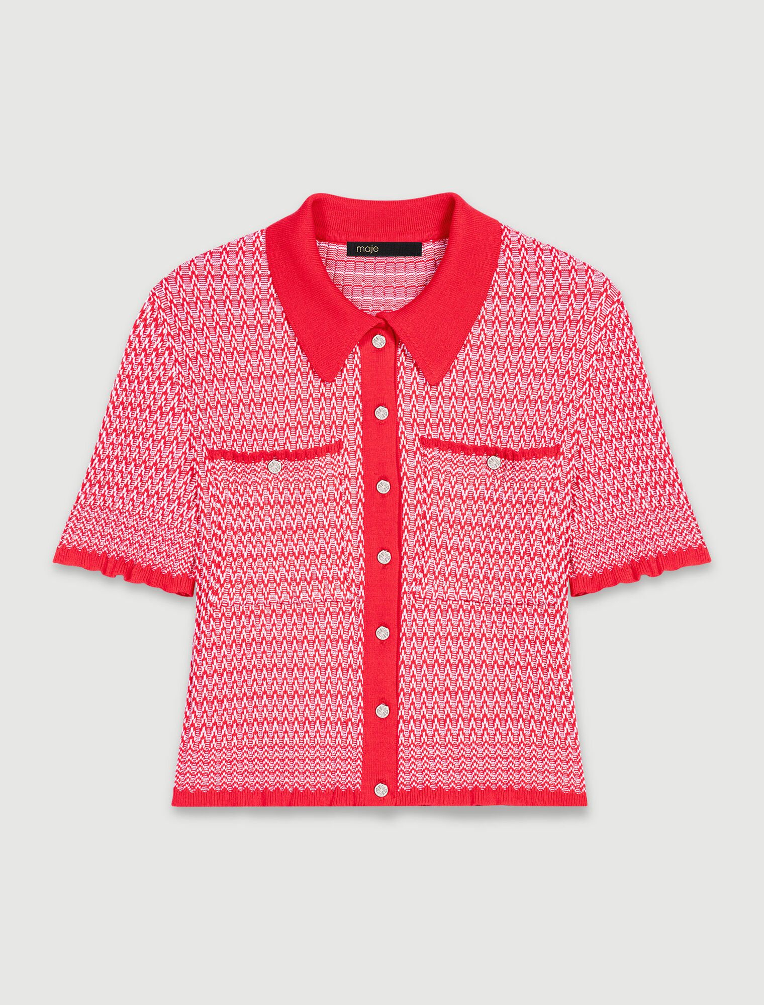 Kurzes Poloshirt Fischgrätenmuster