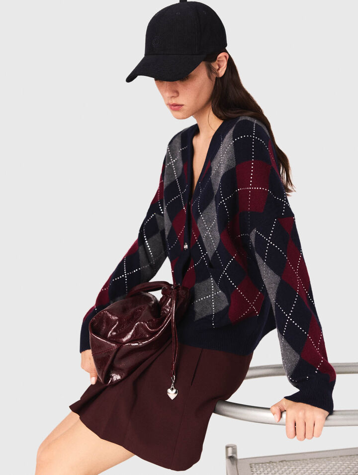 Kurzer Cardigan mit Argyle-Muster