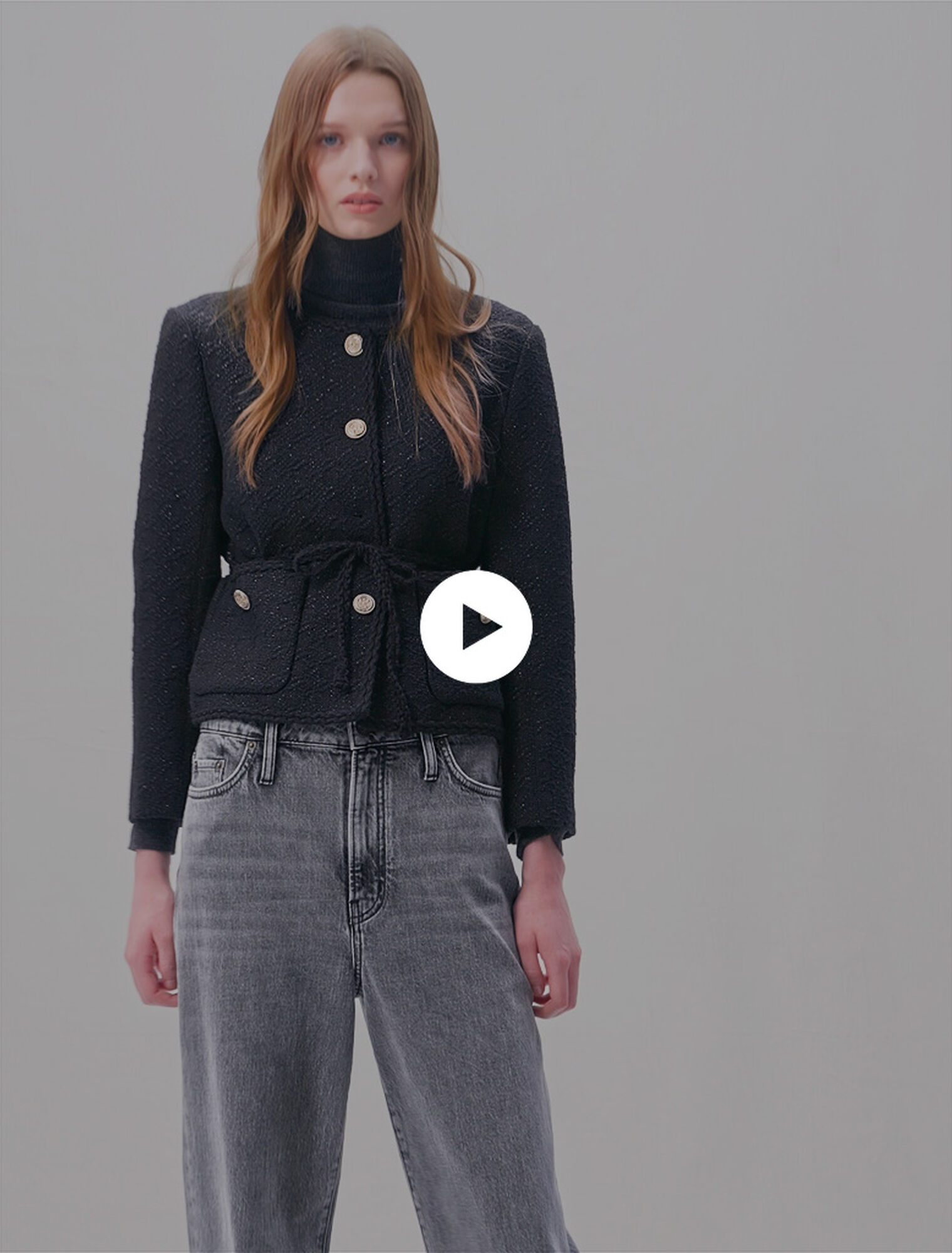 Gerade Jacke aus glänzendem Tweed