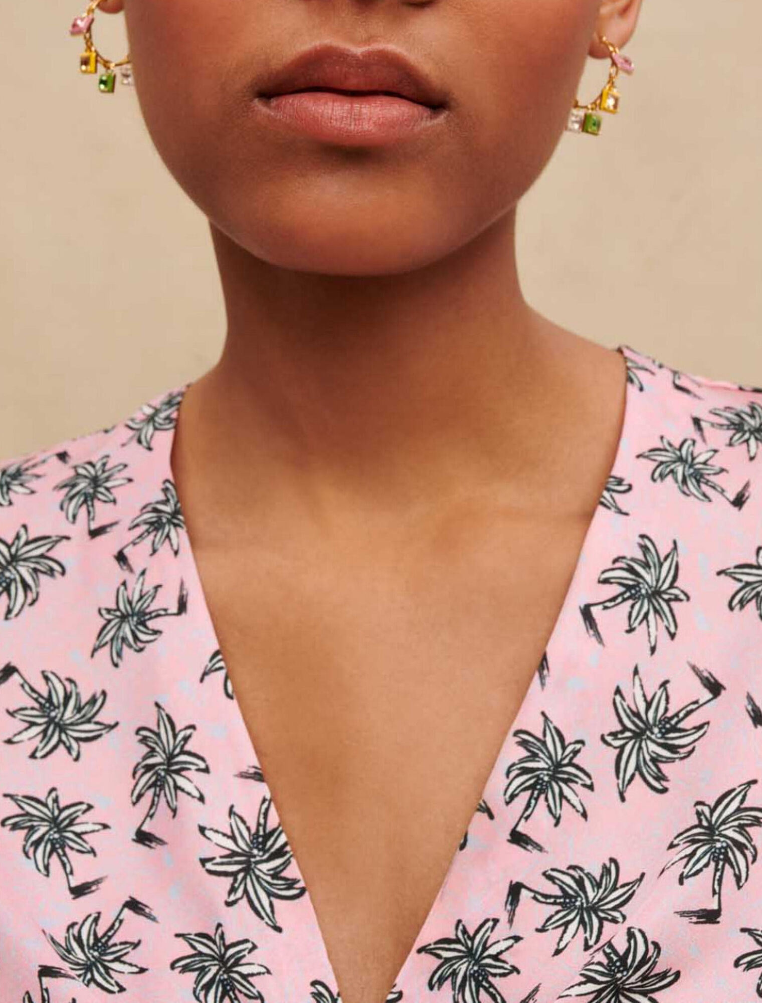 Kurzes Top mit Palmenprint