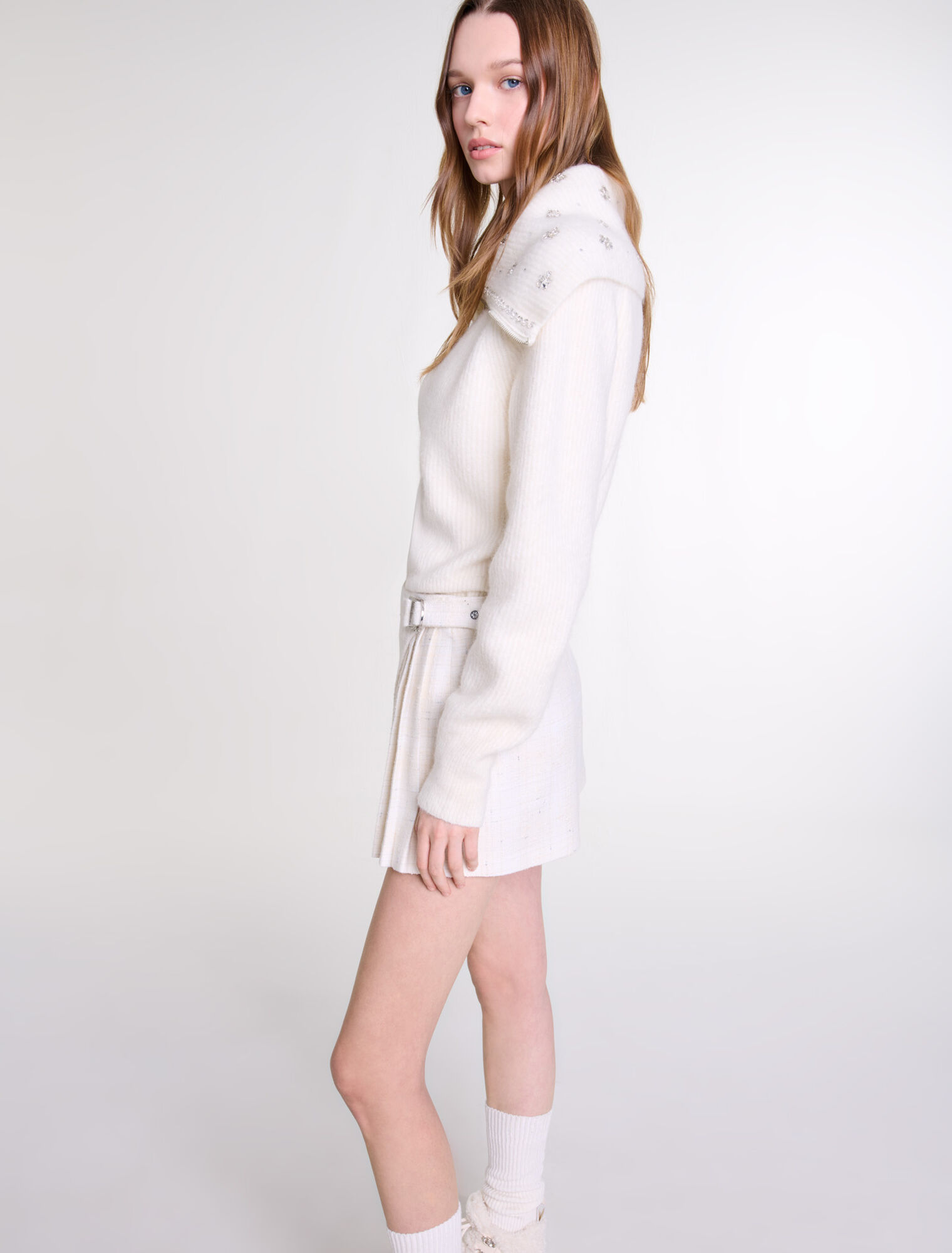 Plissierter Hosenrock aus Tweed