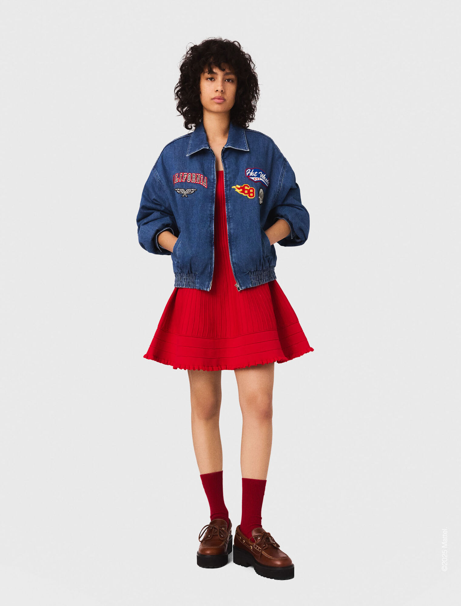 Oversize-Denimjacke mit Stickerei