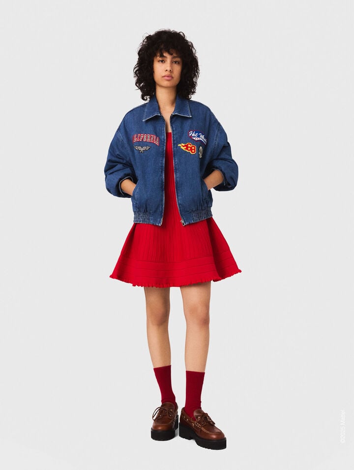 Oversize-Denimjacke mit Stickerei