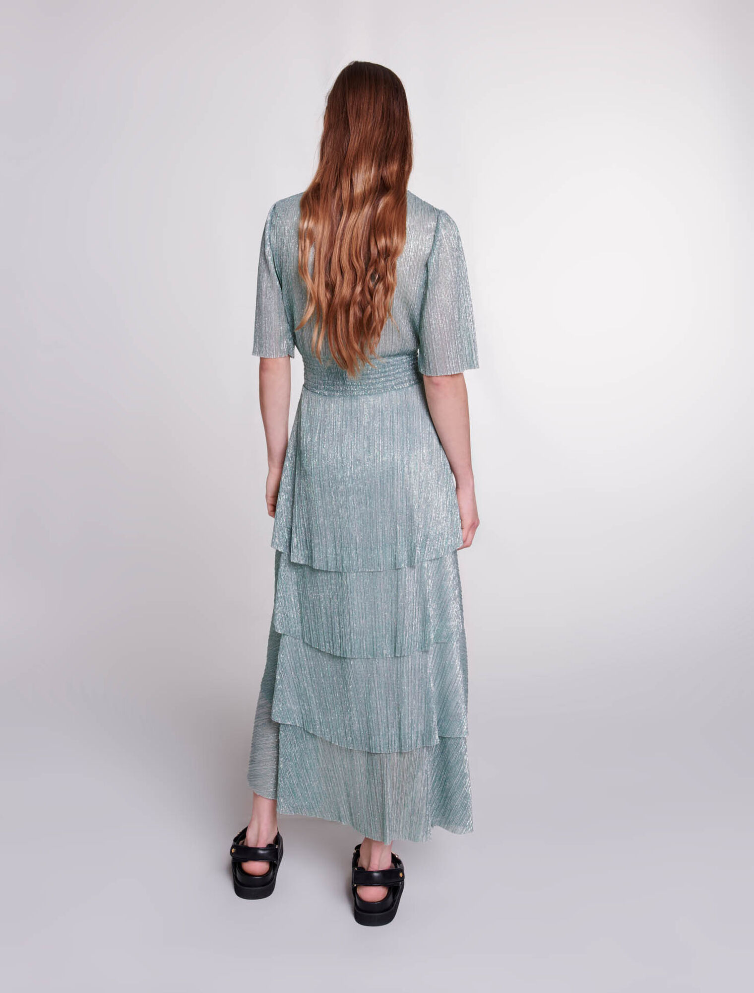 Kleid mit Rüschen aus Lurex-Stretch