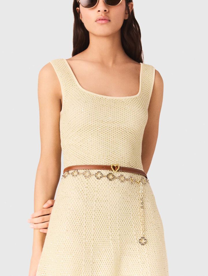 Langes Strickkleid mit Strass