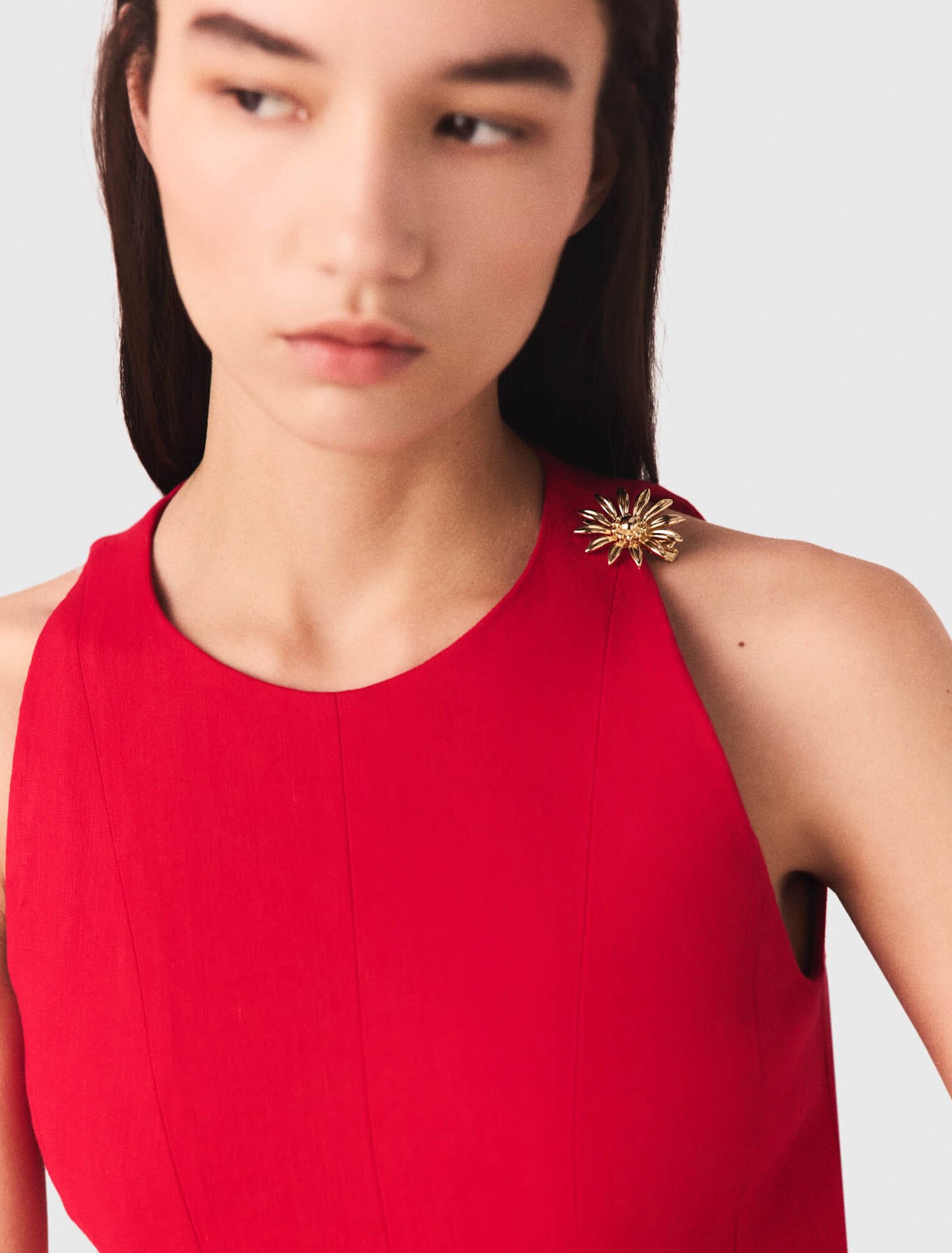 Kurzes ausgestelltes Leinenmixkleid