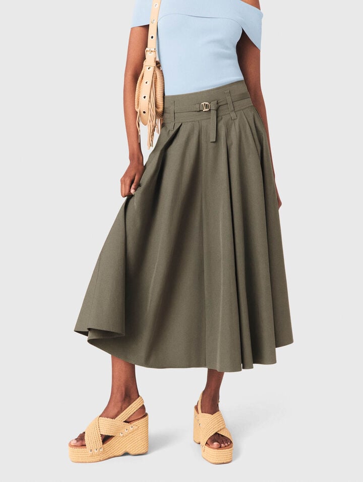 Langer Baumwoll-Plisseerock