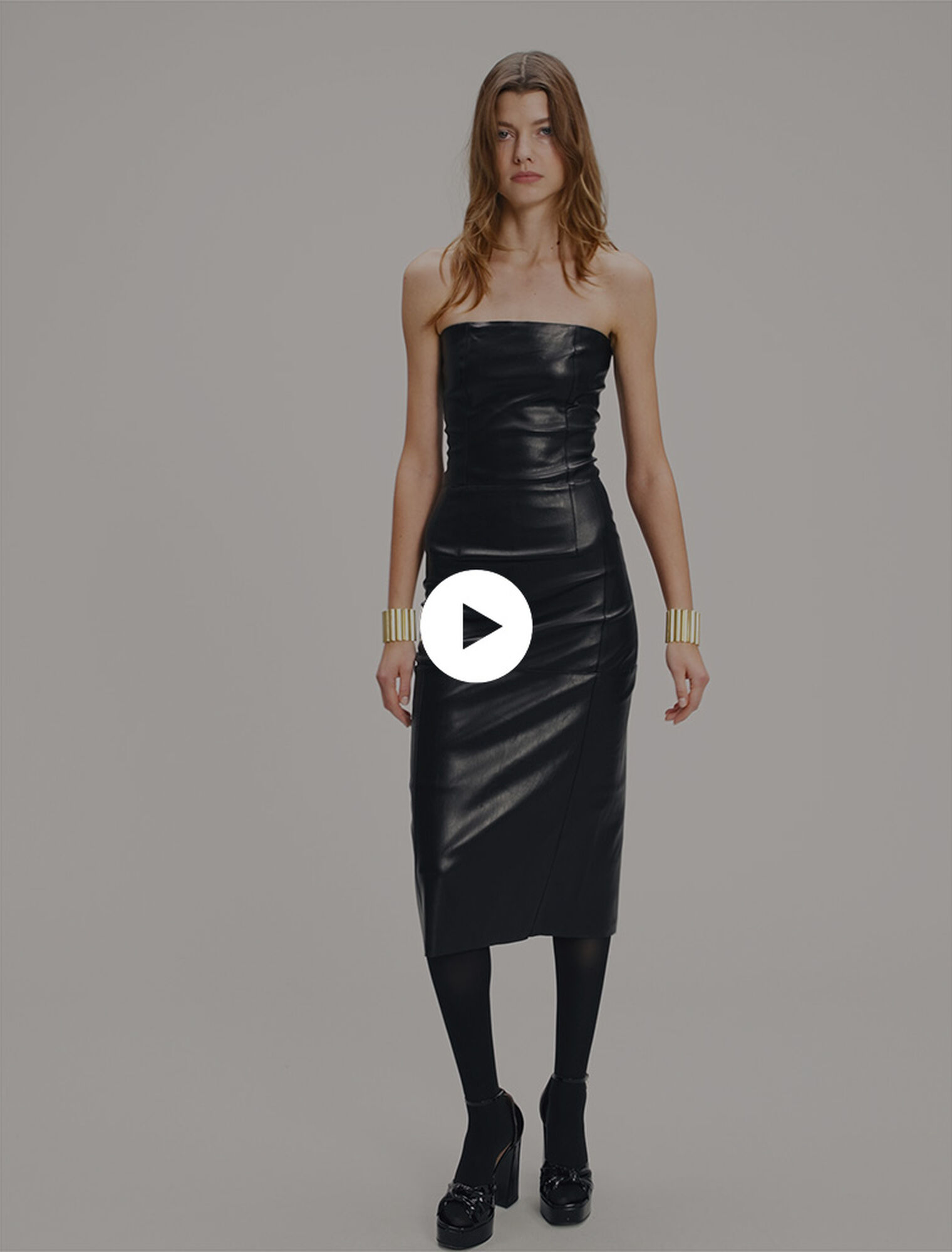 Midi-Bustierkleid aus Stretch-Leder