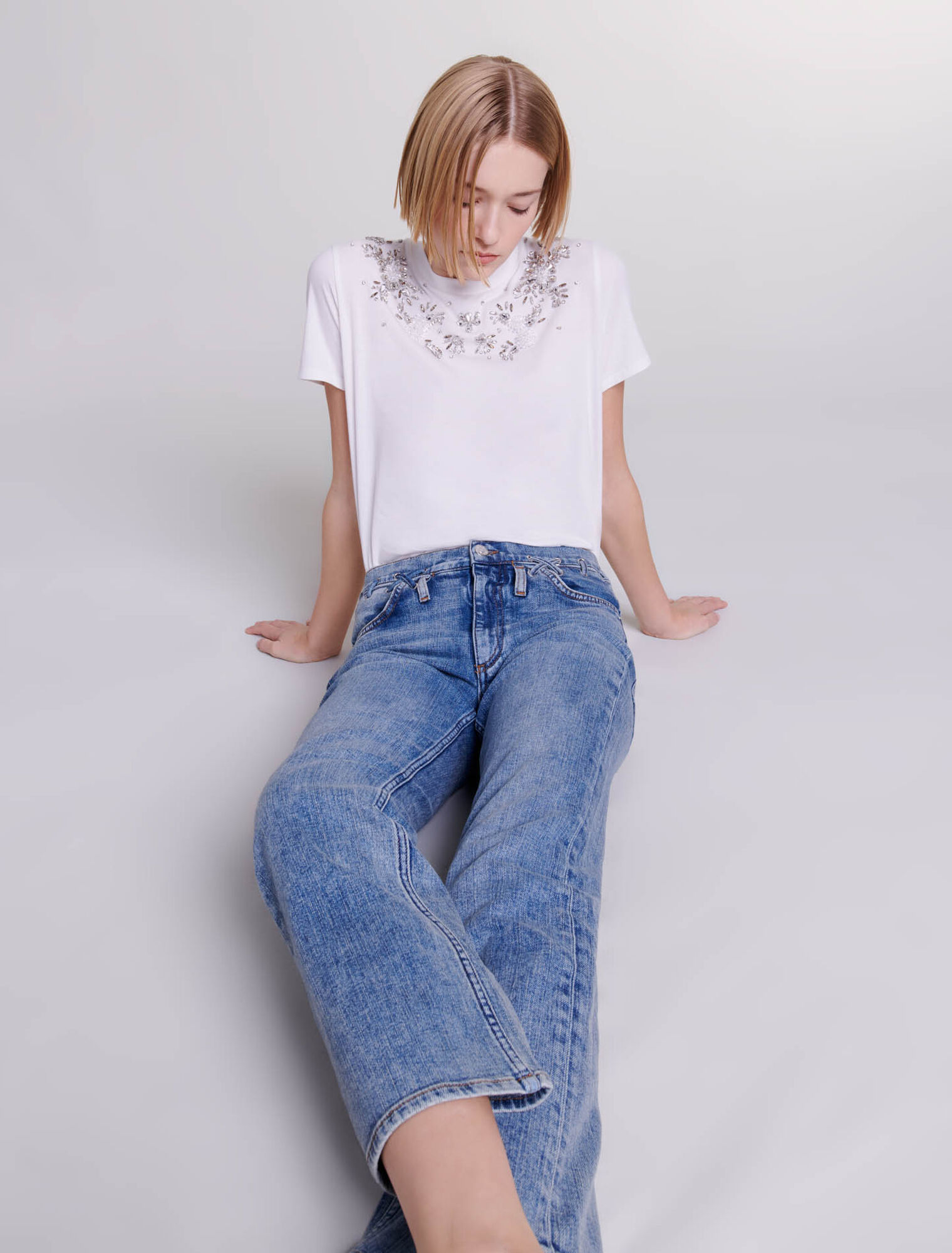 T-Shirt mit Strassbesatz