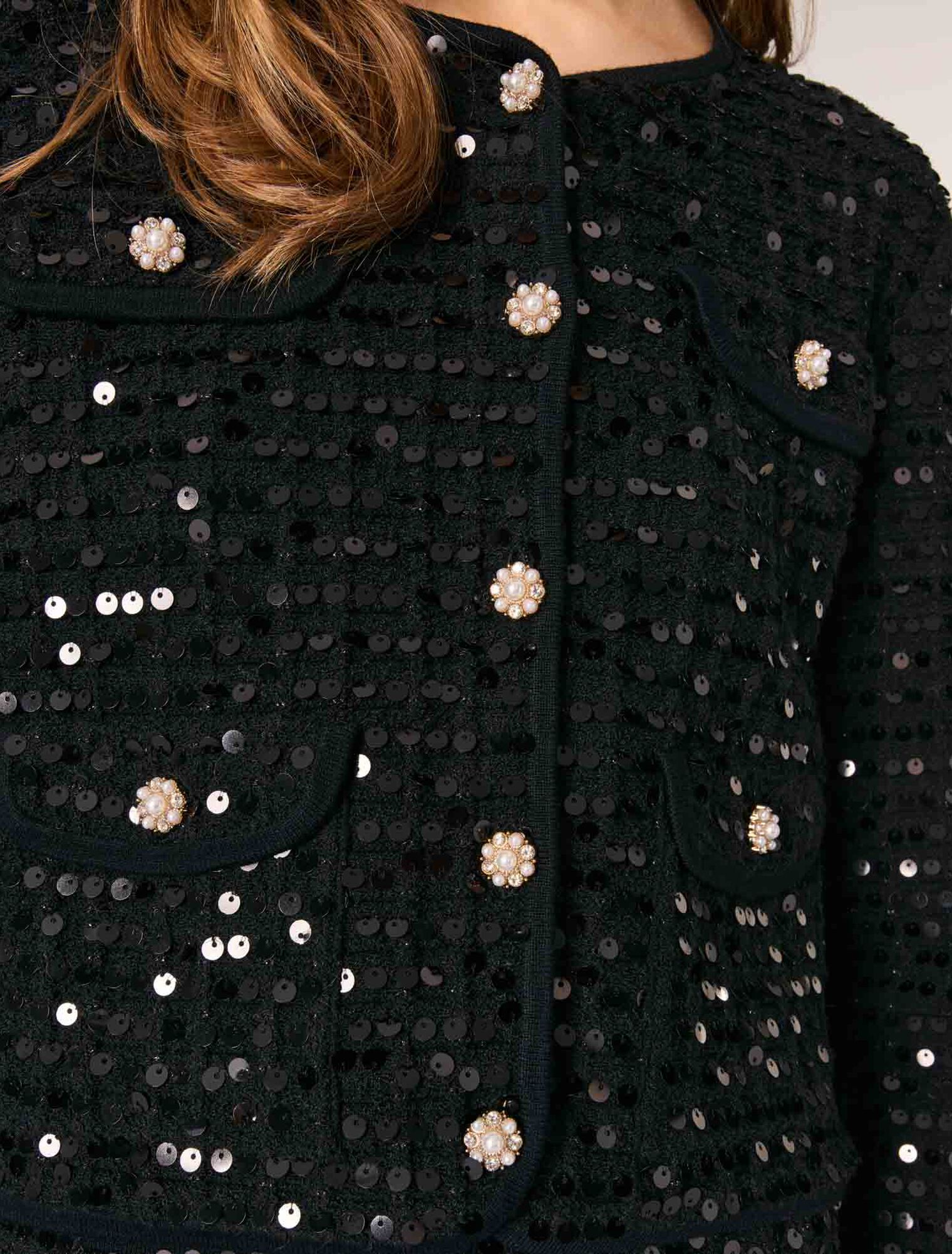 Kurzer Cardigan mit Pailletten