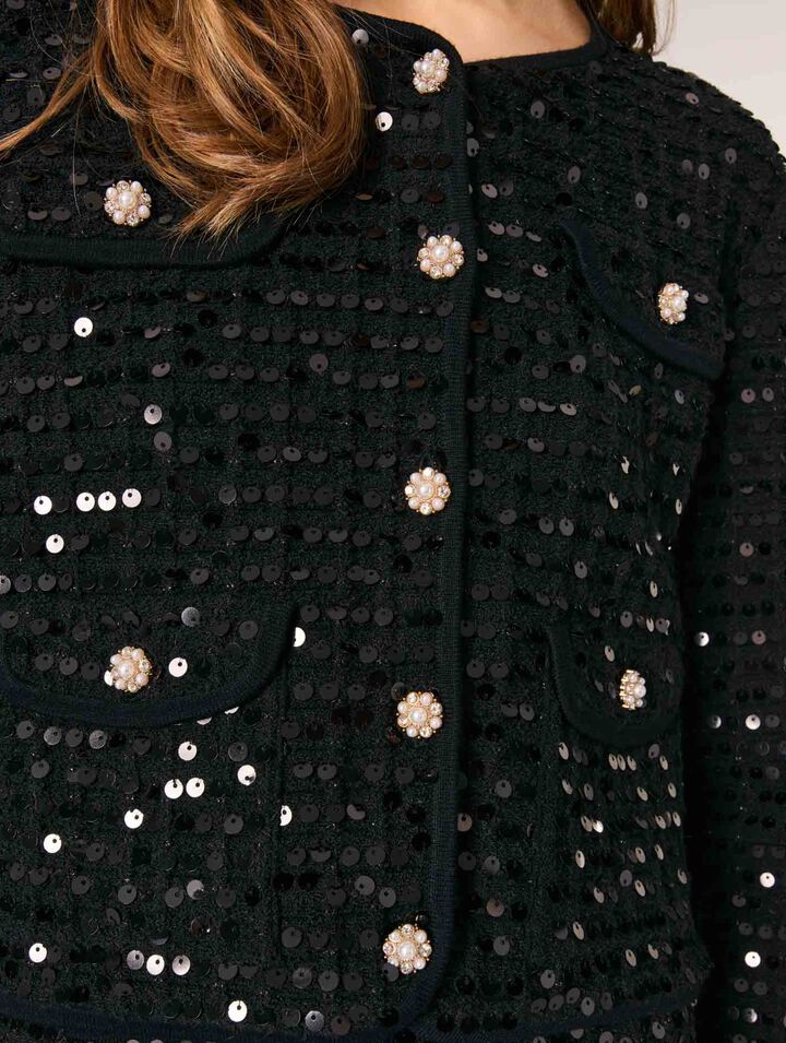 Kurzer Cardigan mit Pailletten