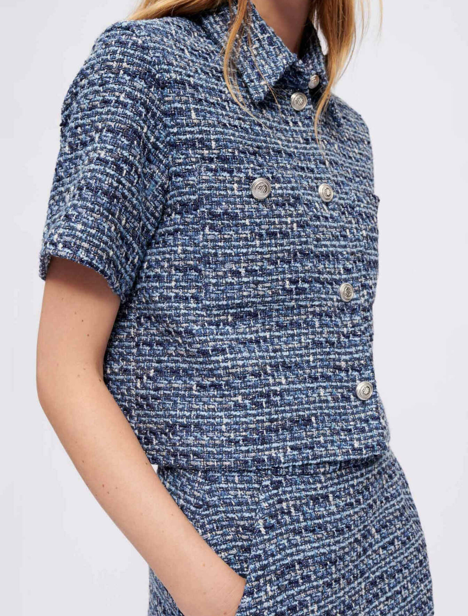 Hemdbluse aus meliertem Tweed