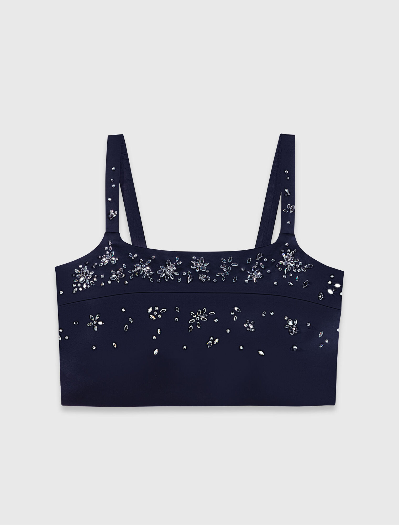 Top aus Satin mit Stickereien