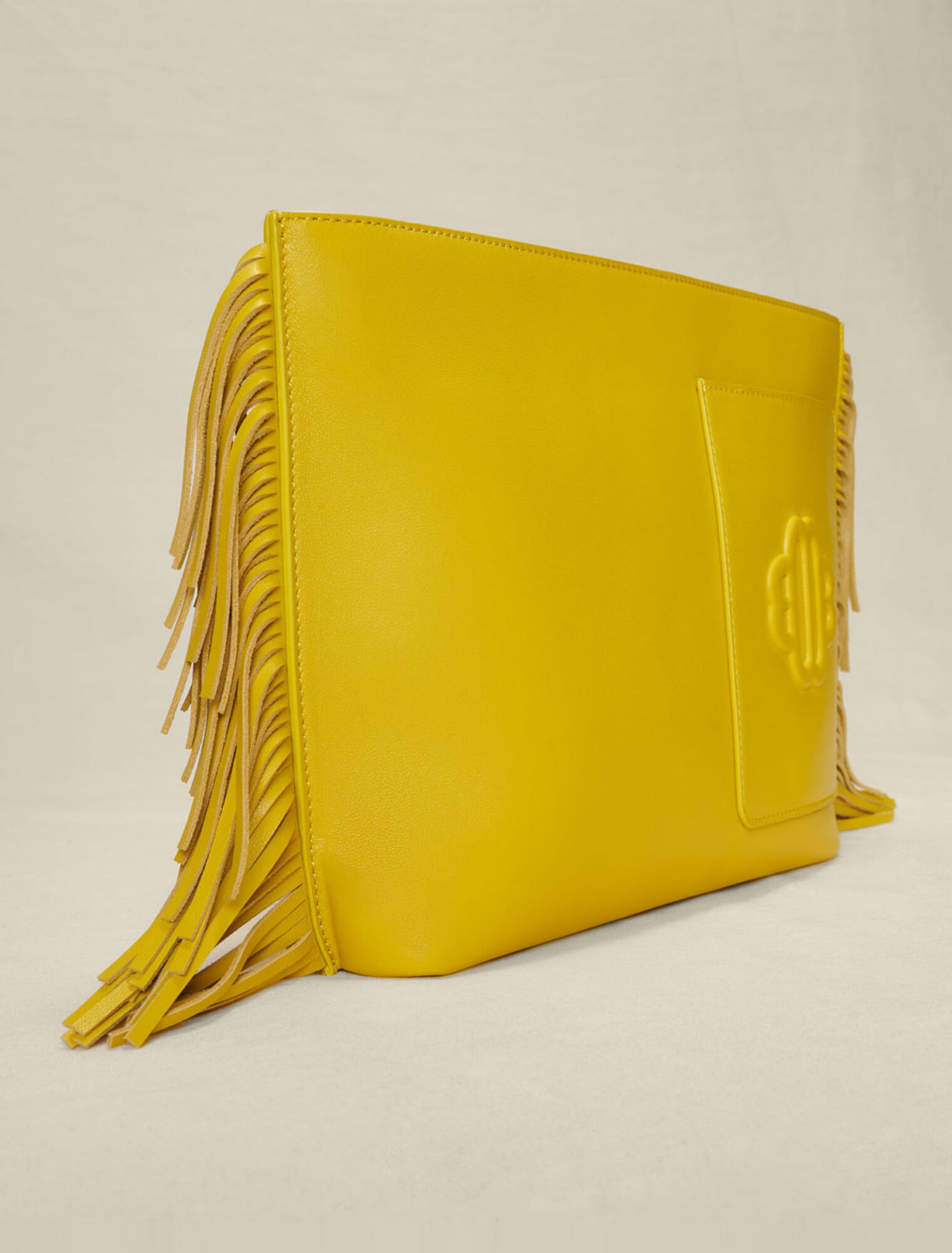 Leder-Clutch mit Fransen