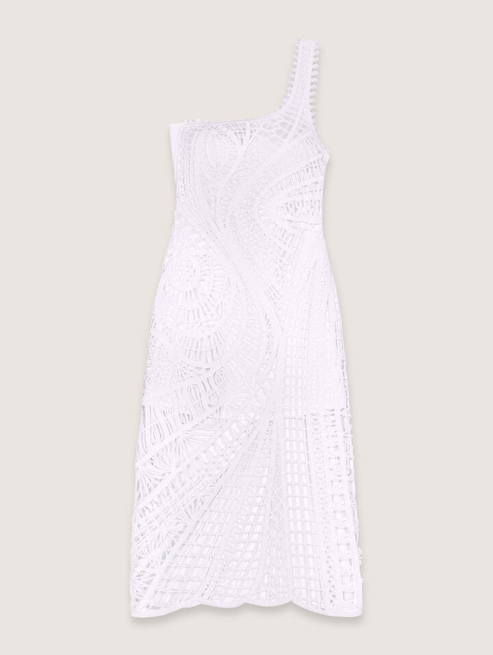 Asymmetrisches langes Häkelkleid