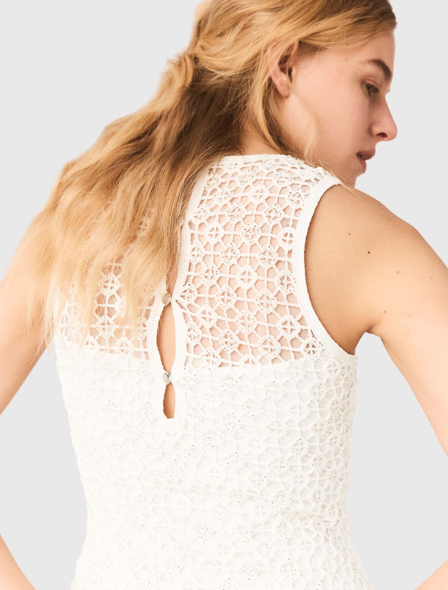 Langes H&auml;kelkleid mit Strass