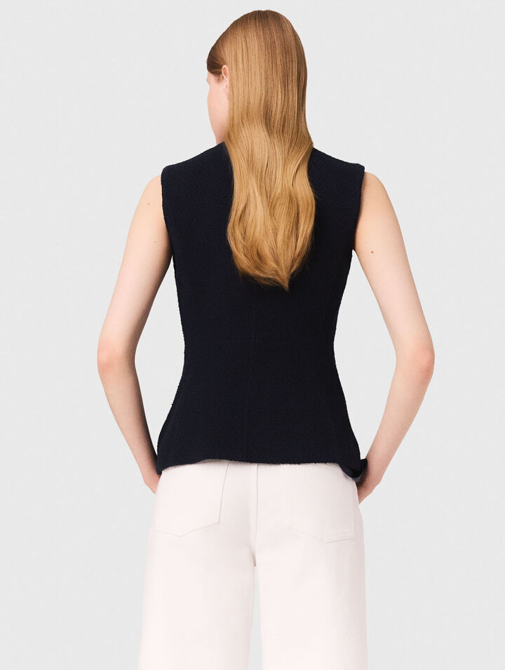 Lange ärmellose Tweedjacke