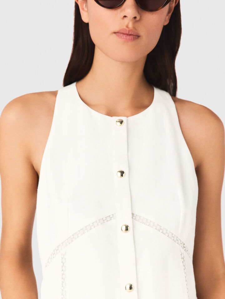 Kleid aus Leinen-Mix und Stickerei