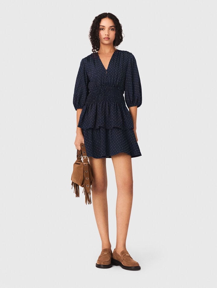 Kleid mit Volants und Strass