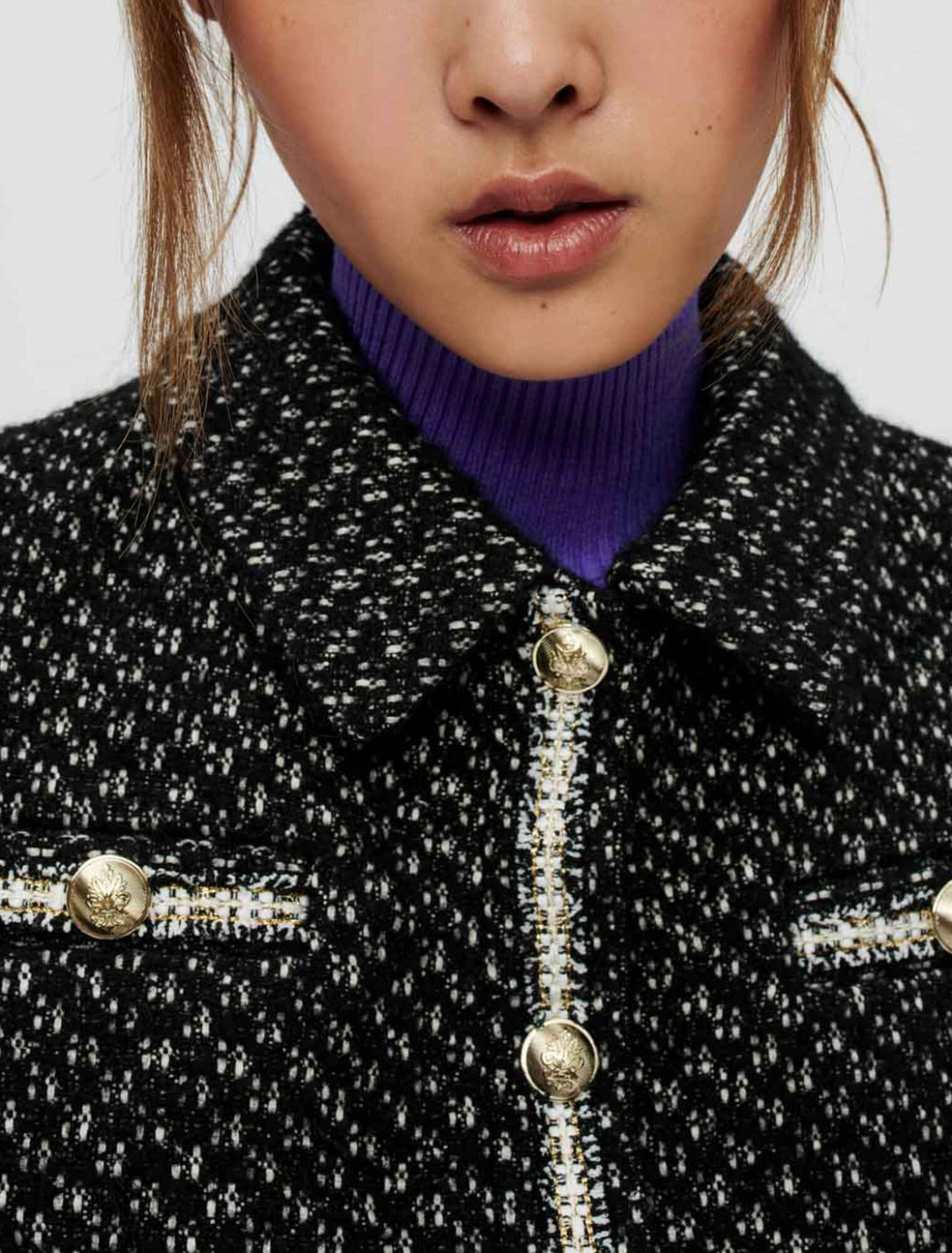 Unten geraffter Blouson aus Tweed