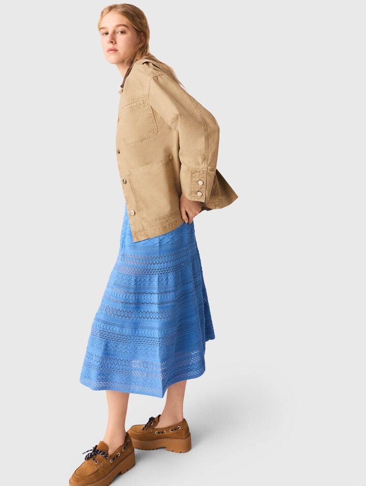 Jeansjacke mit Plissee am R&uuml;cken