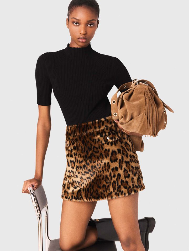 Leopard-Minirock aus Kunstpelz