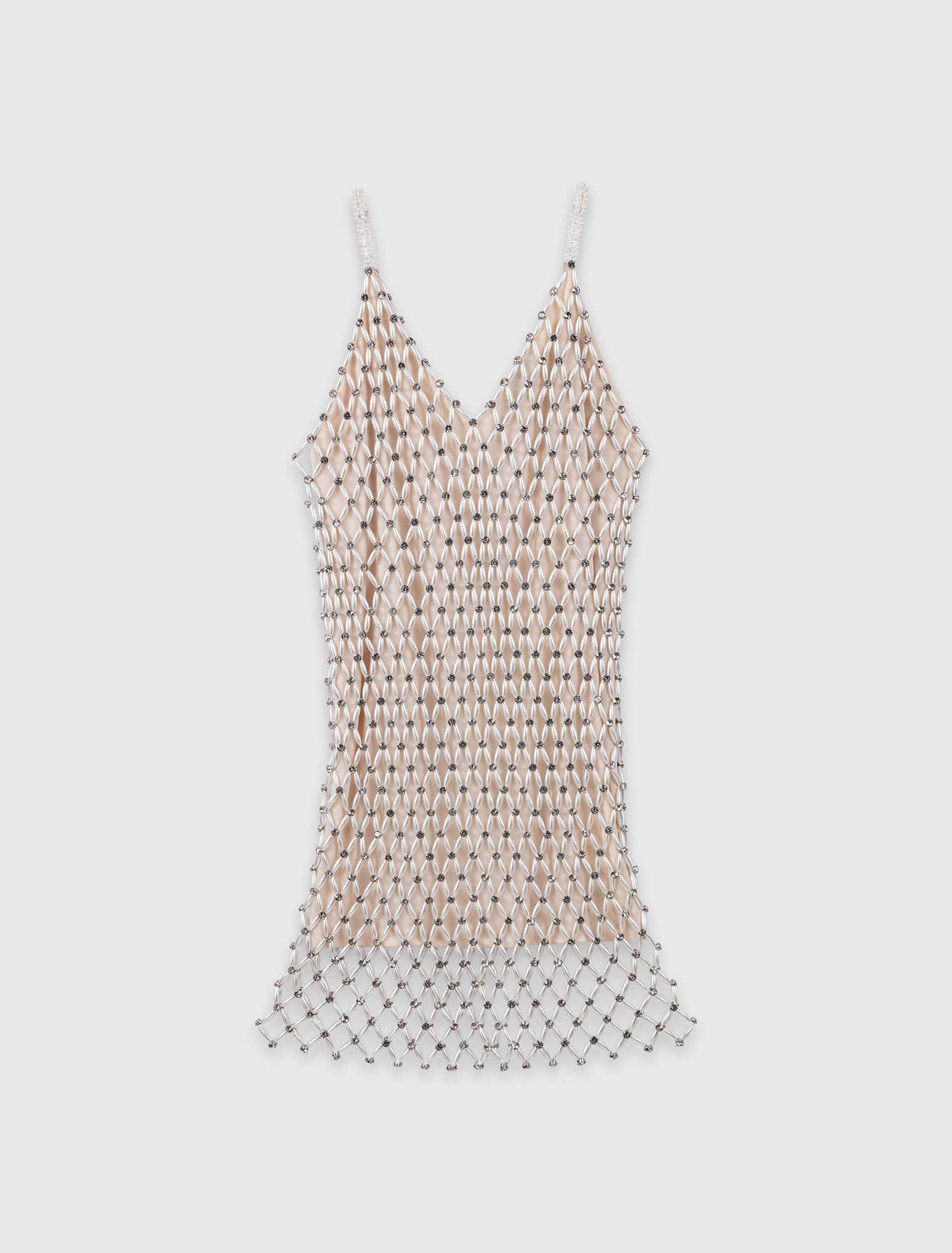 Kurzes gef&uuml;ttertes Kleid mit Perlen