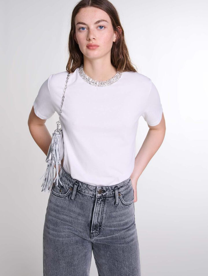 T-Shirt mit Schmuckkragen