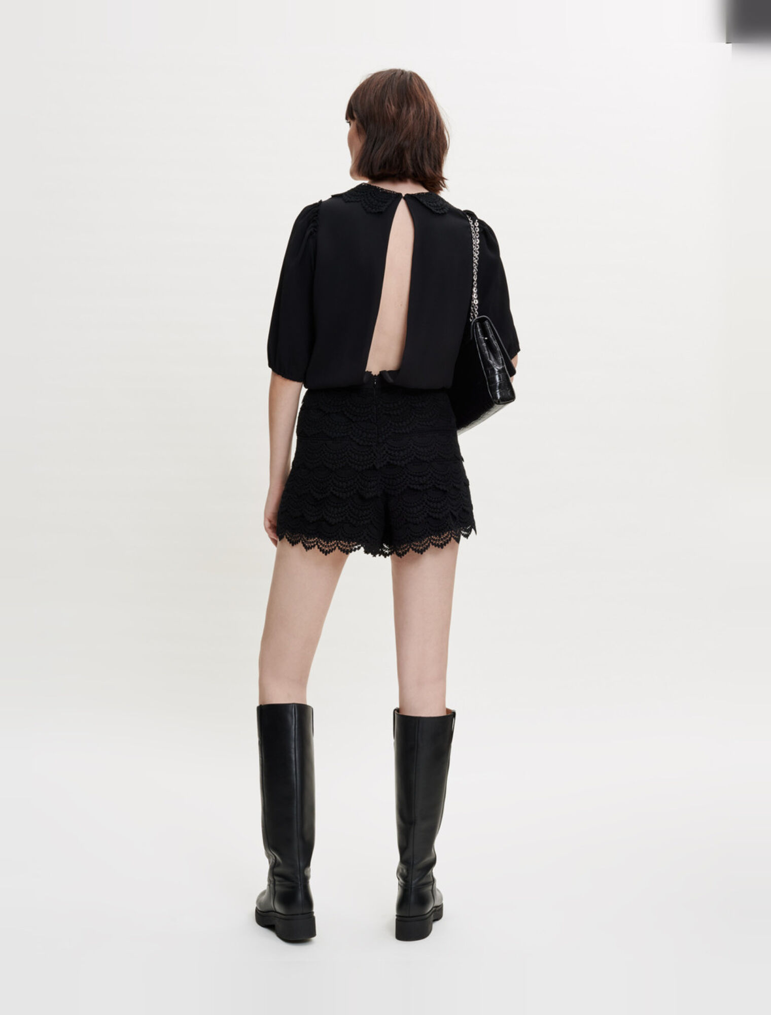 Shorts Jumpsuit aus Materialmix