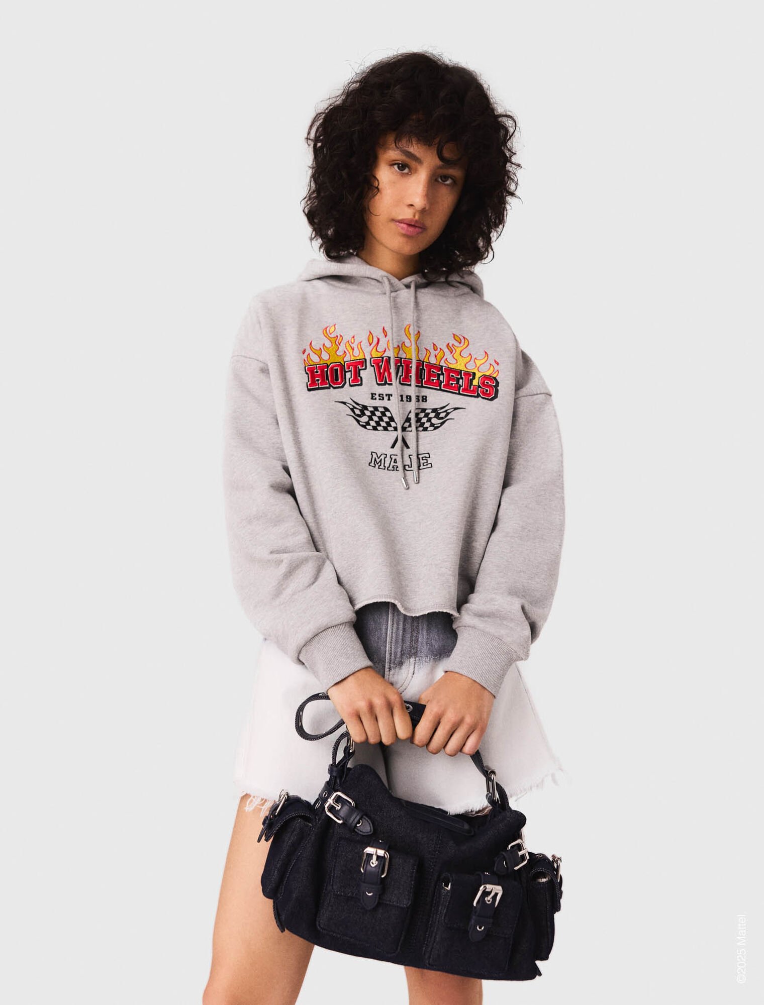 Crop-Sweatshirt mit gesticktem Logo