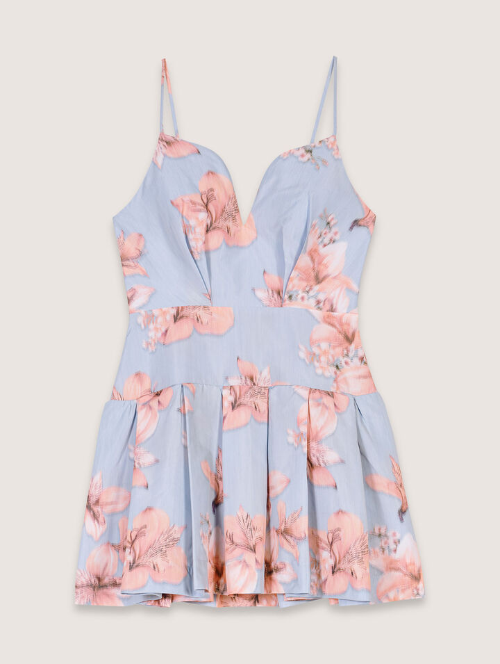 Kurzes Taftkleid mit Printmotiv