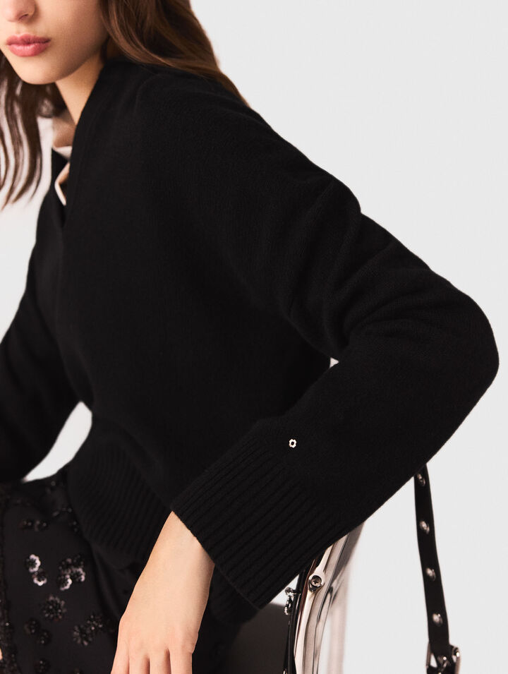 Cardigan mit offenem Polokragen