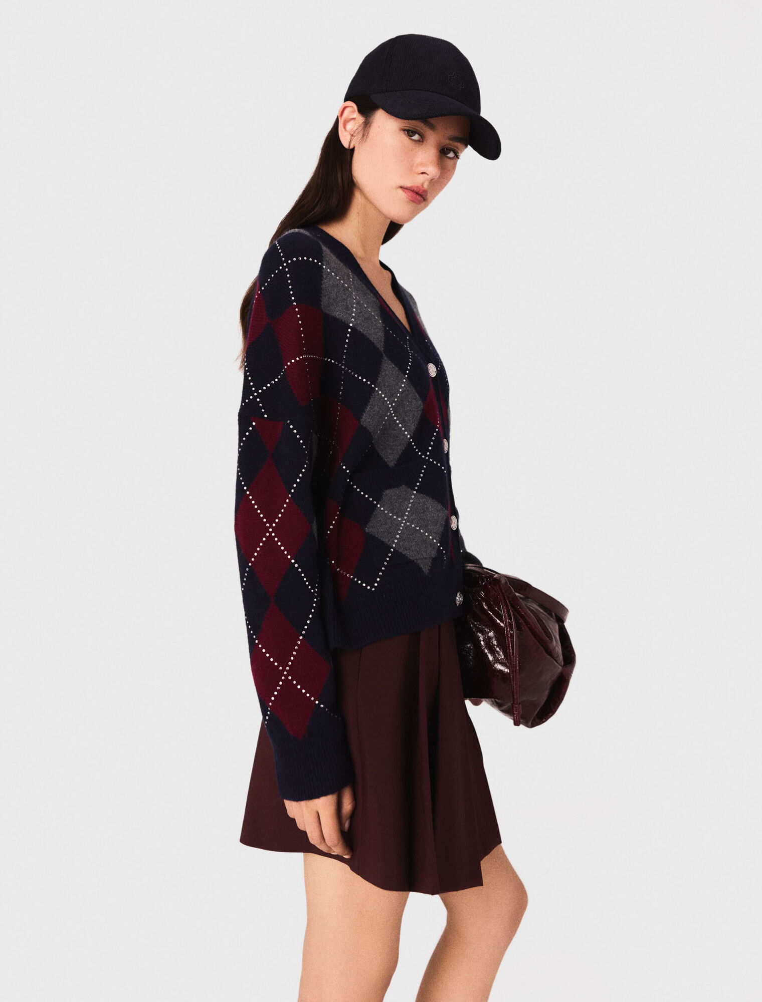 Kurzer Cardigan mit Argyle-Muster