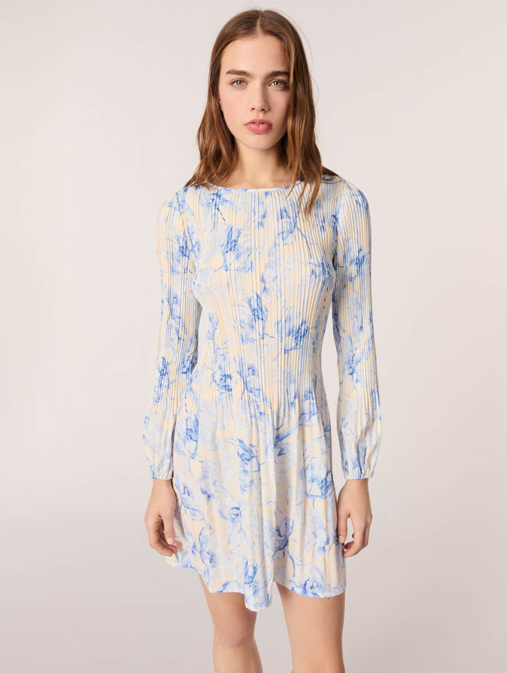 Plissiertes Kleid mit Print