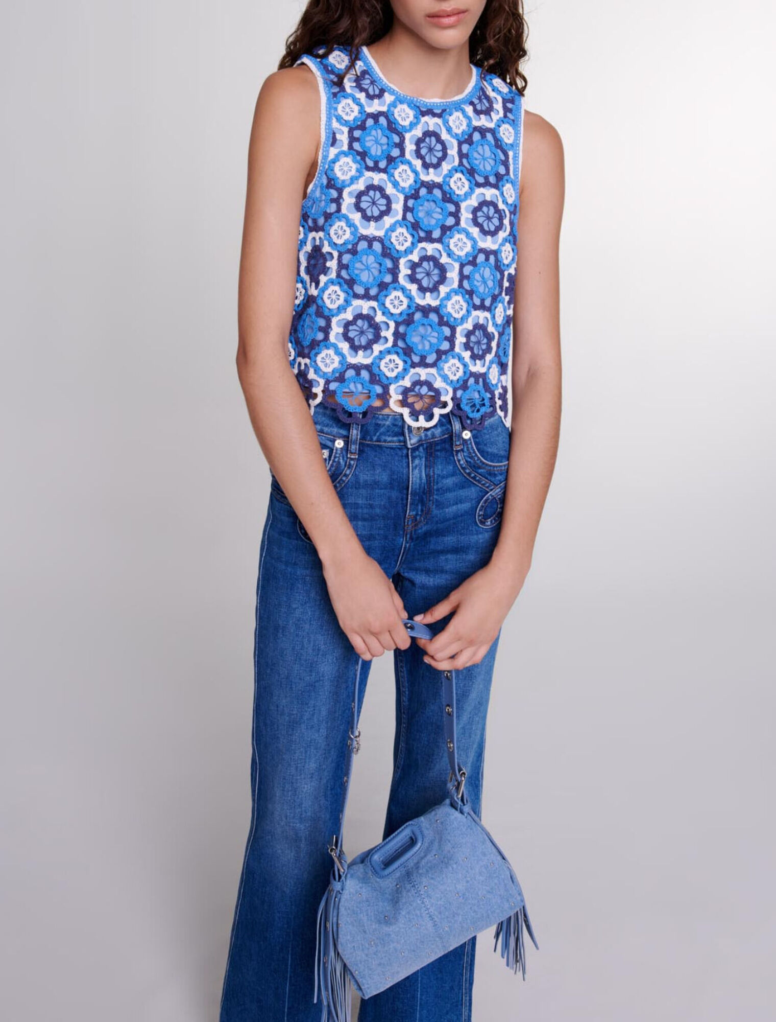 Dreifarbiges Häkeltop