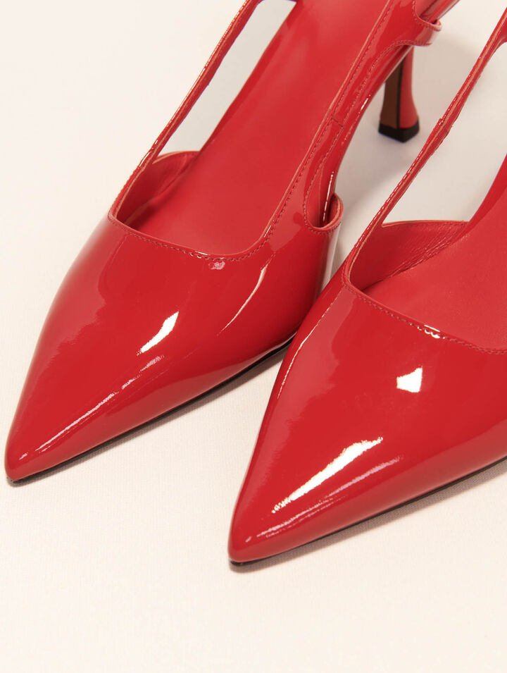 Slingback-Pumps aus Lackleder