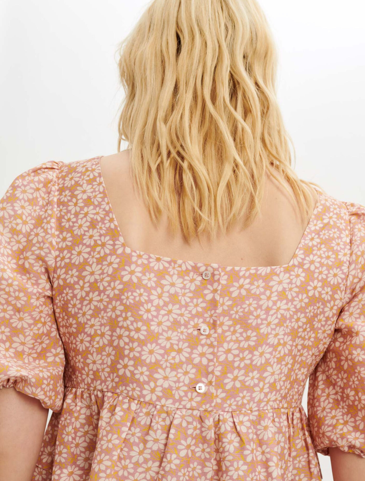 Bedrucktes Kleid mit Spitzengalons